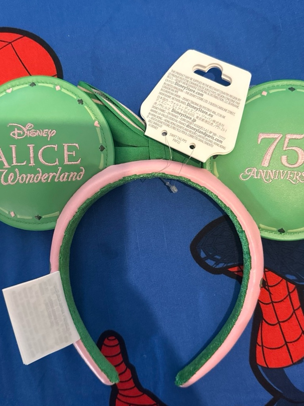 Disney Alice in Wonderland Green Ear Headband with Pink Trim